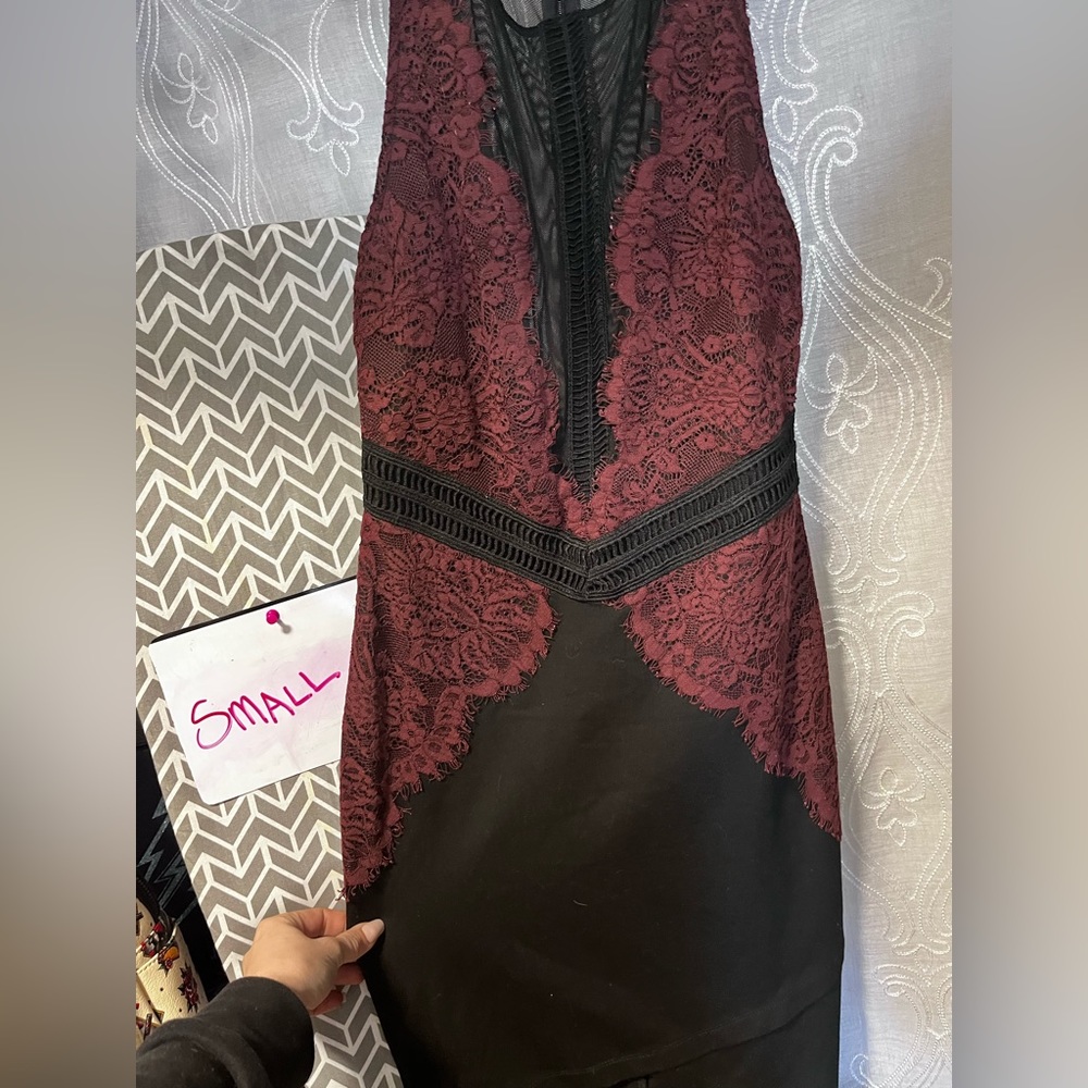 Black and burgundy dress